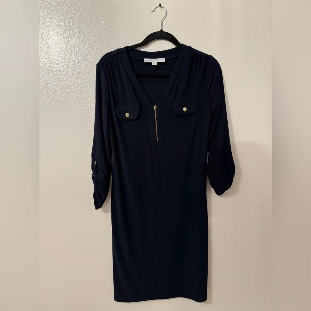 Emma & Michele Navy Dress with Gold Details - Picture 1 of 1